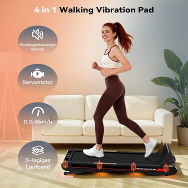 Ходувальний килимок Schwingungen з додатком, бігова доріжка для дому 6 км/год, ходувальний килимок для офісу та дому з пультом дистанційного керування (сірий)