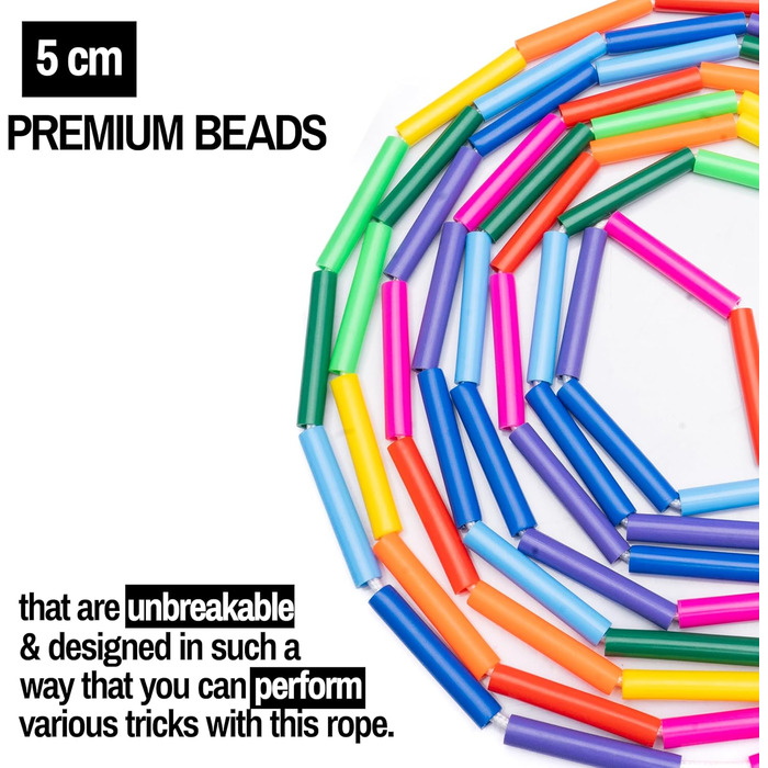 Стрибкове канат Double Dutch BEAD, 4.9 м, чорний-райдужний