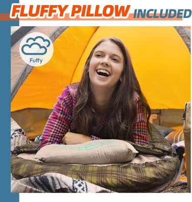 Сплячі мішки MEREZA XL для чоловіків та жінок. Великі, широкі спальні мішки для кемпінгу. Теплі, для холодної та теплої погоди. З компресійним мішком.