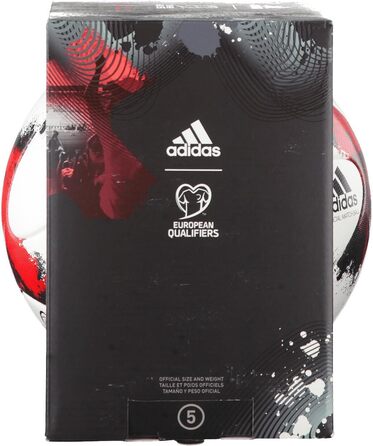 Футбольний м'яч adidas European Qualifier OMB, розмір 5, білий/червоний/чорний