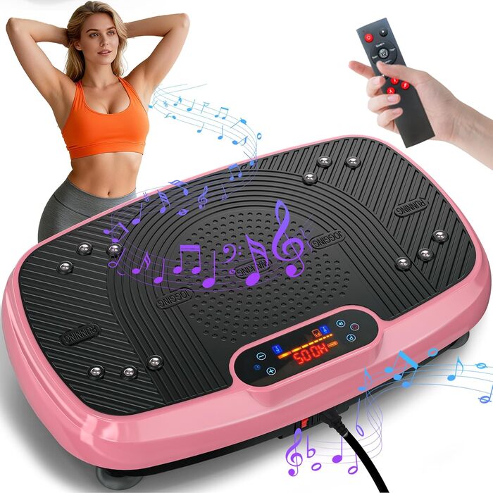 Віброплатформа для фітнесу з подвійними моторами, 160 кг, рожева. Для схуднення, тренування всього тіла та нарощування м'язів.