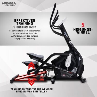 Еліптичний тренажер Miweba Sports MC700 з додатком, електричний орбітрек 30 кг маховик, до 150 кг, домашній ергометр з пульсометром