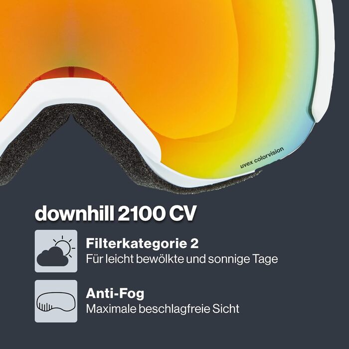 Увекс Скі-маска Downhill 2100 CV Біла Матова/Помаранчево-Зелена (1 шт.)