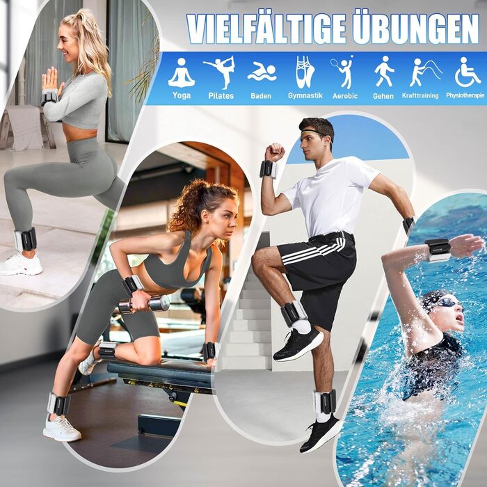 Ваги для ніг та рук BECOJADDE 0.45/0.9 кг (1.8 кг пара) - для кардіотренувань, бігу, фітнесу