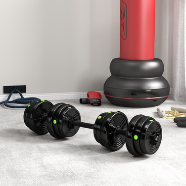 Комплект гантелей 2-в-1, довгі та короткі, 25 кг, з неслизьким покриттям, захищає підлогу, чорний/зелений