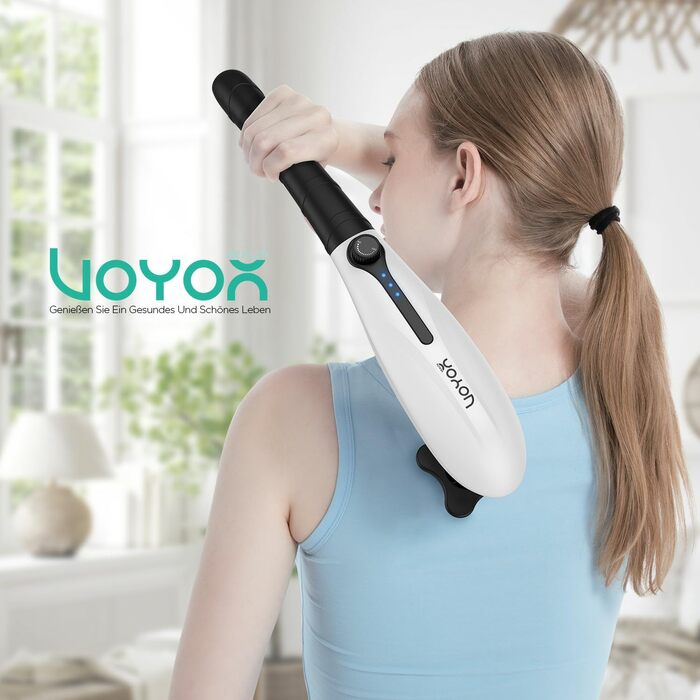 VOYOR HEALTH Перкусійний масажер для тіла, електричний ручний масажер для спини з 5 насадками, регульована швидкість, модель MH560, білий