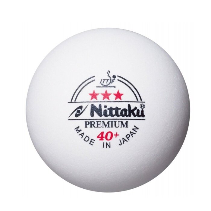 М'ячі для настільного тенісу Nittaku Premium 3 зірки 40+ ITTF (6 шт.) - пластикові, білі, оригінальні