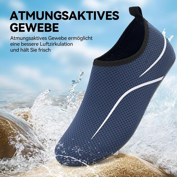 Чоловічі та жіночі водяні черевики для плавання та серфінгу. Дихаючі, швидковисихаючі, унісекс (35 EU, синій)