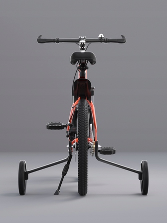 Дитячий велосипед 16 дюймів з дисковими гальмами, допоміжними колесами, амортизатором, захисним кожухом та LED-ліхтариком