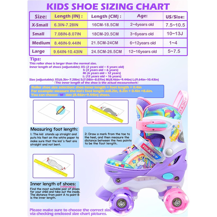Дитячі ролики Kinder Einhorn для дівчаток, 3-6 років, з підсвічуванням, регульовані, для початківців, фіолетові