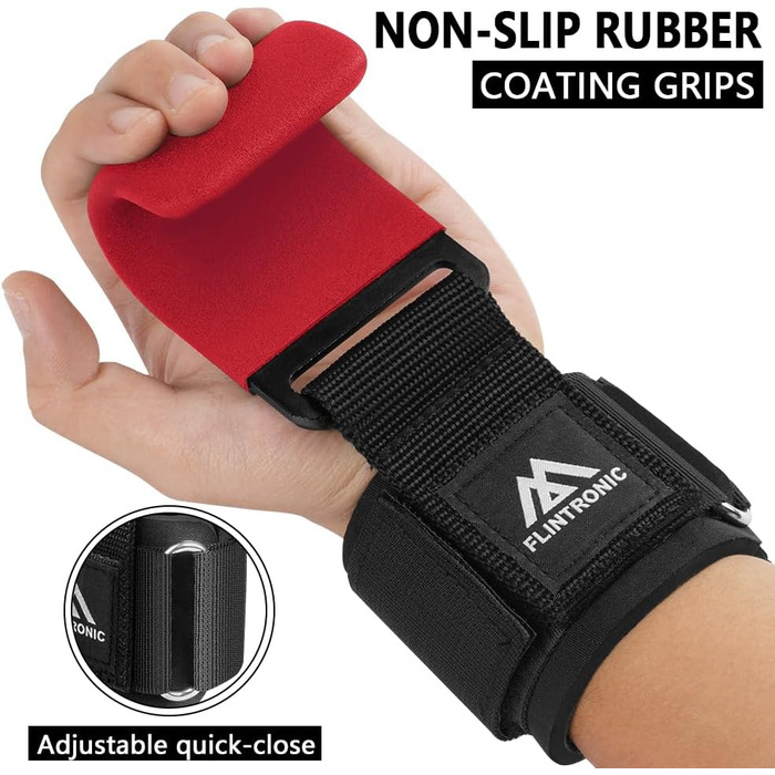 Набори для тяги Flintronic Power Zughilfen: 2 шт. для бодібілдингу, силових тренувань, важкої атлетики та фітнесу. Зручні ручки з неопрену 8 мм та бавовни, шкіряні навантажувальні ручки.