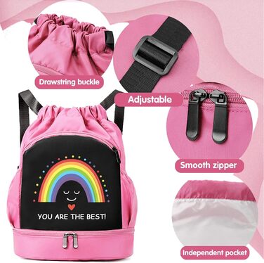 Дитяча спортивна сумка Youyike, водонепроникний рюкзак з відділенням для мокрого одягу, для дівчаток та хлопчиків, зелений, кольорова