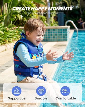 Дитячий жилет для плавання Gogokids для малюків 1-5 років (15-30 кг), блакитний