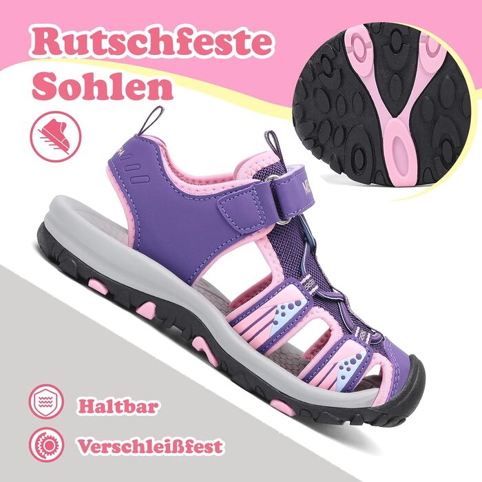 Сандалі Mishansha закриті для дівчаток літні трекінгові дитячі дихаючі, розмір 24-39 (EU, фіолетові)