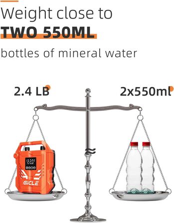 Насос для SUP дошки GICLE 22PSI, електричний, 12V, для надувних SUP дошок, човнів, наметів, помаранчевий