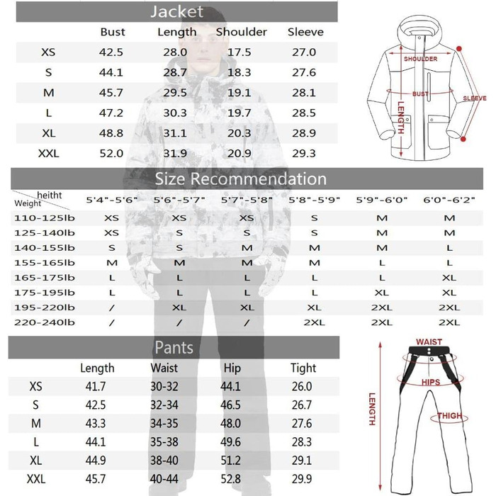 GS SNOWING Комплект чоловічого костюма: куртка та штани, ізольований, водонепроникний, для сноуборду та зимових видів спорту #02 Білий + Білий