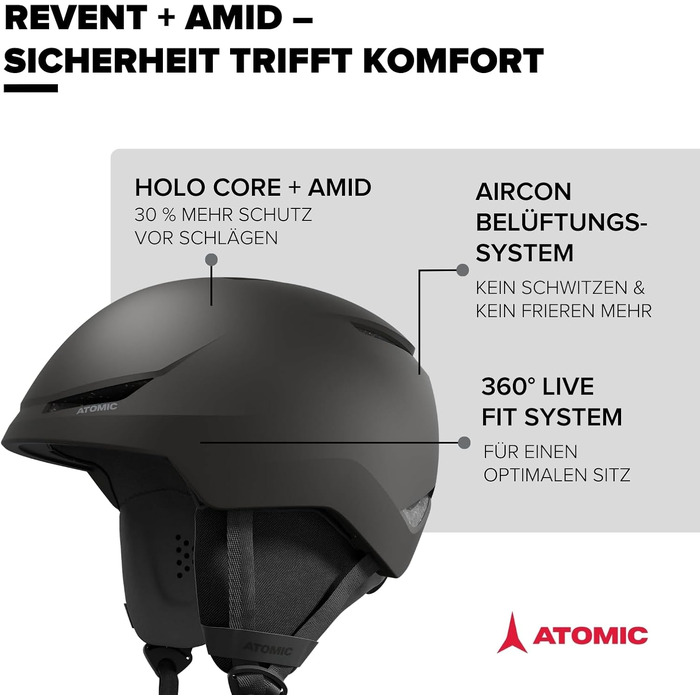 Гірськолижний шолом Atomic REVENT LITE, розмір 59-63, чорний