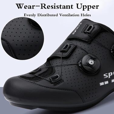 Велотуфлі чоловічі, жіночі, унісекс, для шосе, Indoor Cycling, чорні, 36 EU, антиковзаючі, дихаючі