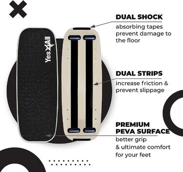 Yes4All Дерев'яний балансборд для дому, серфборд для тренувань всіх рівнів, чорний