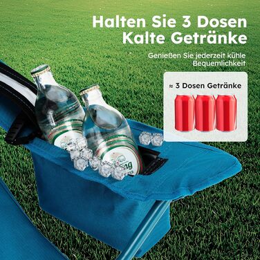 HIGH POINT SPORTS 2 шт. Складний стул для кемпінгу, риболовлі та відпочинку на природі. Зручний, з підстаканником та холодильником, до 120 кг, блакитний