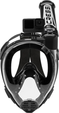 Маска для снорклінгу Cressi Duke Full Face - повна маска з трубкою, чорна, S/M