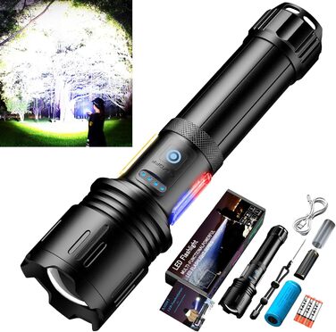 LED ліхтарик ASORT L2: тактичний, 9 режимів, COB, USB, водонепроникний IPX6, для кемпінгу, риболовлі та активного відпочинку