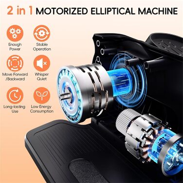 Morelax Mini Ellipsentrainer: компактний електричний тренажер для дому з пульт дистанційного керування, дисплеєм та неслизьким покриттям. Чорний колір