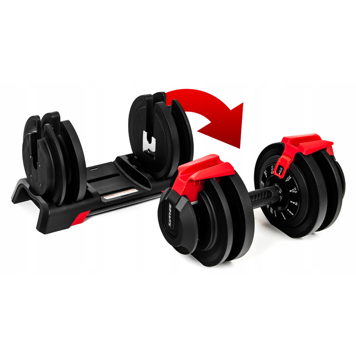 Регульовані гумовані гантелі Sapphire, 1 x 24 кг