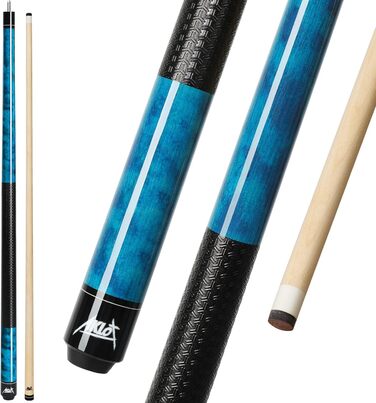 AKLOT Більярдний кий 58' (18oz-21oz) - канадський клен, шкіряна насадка 13mm, 3D ручка, прецизійне з'єднання, для гравців (блакитний, 600g)