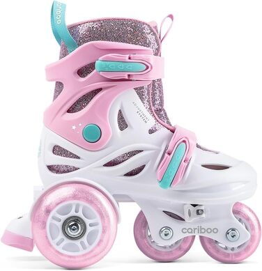 Роликові ковзани Cariboo для дітей: регульовані ролики-інлайнери з навчальними колесами, рожеві, розмір 31-35