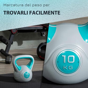 Гиря SPORTNOW 10 кг PU з піском, плоске дно, зручна ручка, для фітнесу, присідань та розтяжки, 22x16x26 см, темно-зелена