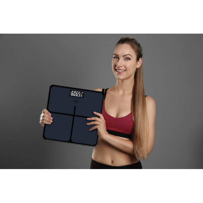 Електронні ваги Eldom GWO270 – ваги для людей з LED-дисплеєм, високою точністю, вимірюванням температури, 50 г точності, загартоване скло, антиковзаюча поверхня, автоматичне вмикання/вимикання, до 180 кг, 26 x 26 см