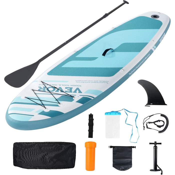 Надувна SUP-дошка VEVOR 335x84x15 см, комплект для плавання – весло, помпа, рюкзак, аксесуари, синя, для дорослих та підлітків, ПВХ