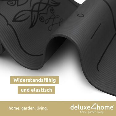 Йога мат для занять спортом | Deluxe4Home® - неслизька фітнес-мат з ручкою для перенесення | для йоги та пілатесу | чорна тренувальна мат з розміткою
