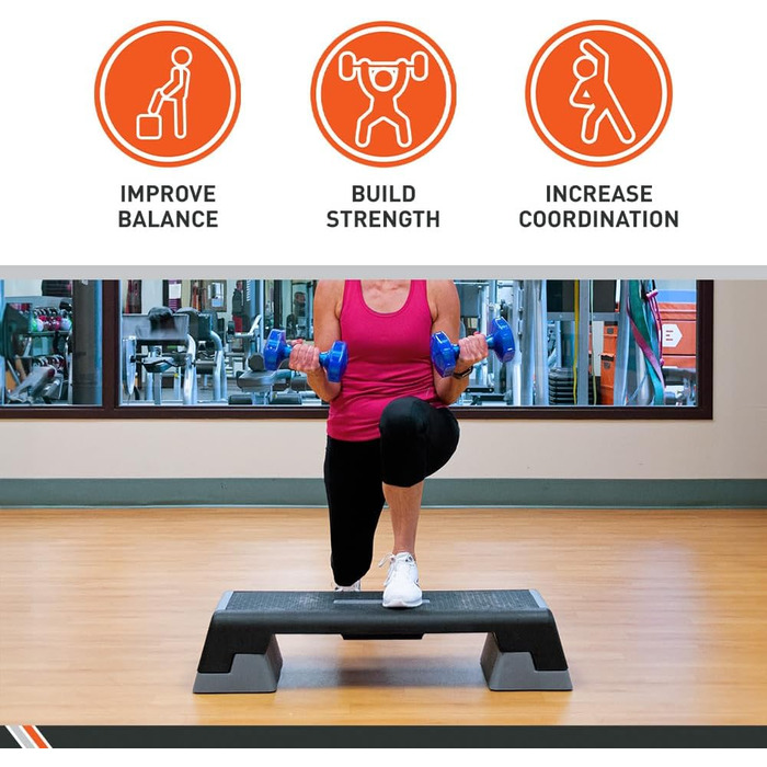 Платформа для степ-аеробіки Body Sport, сіро-чорна, тренажер для фітнесу та вправ