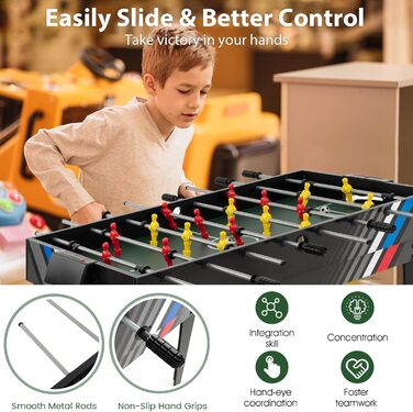 HOMASIS 4-в-1 ігровий стіл з аксесуарами: пінг-понг, хокей на повітрі, більярд, кікер. Підходить для дітей та дорослих, ідеально для барів та вечірок.