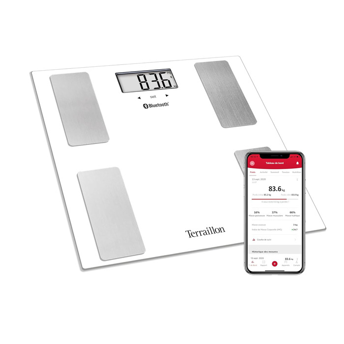 Розумні ваги TERRAILLON SMART CONNECT, ІМТ, 8 користувачів, Bluetooth, до 160 кг, білі