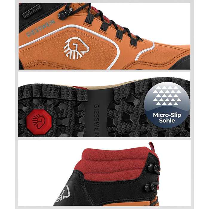 Чоловічі водонепроникні трекінгові черевики Giesswein Wool Cross X Alpine - для хайкінгу та походів у горах (47 EU, Коричневий)