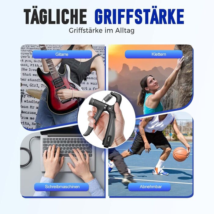 Електронний тренажер для зміцнення хвата з підрахунком, тренажер зап'ястя, для розвитку сили хвата, регульований опір 5-60 кг, чорний