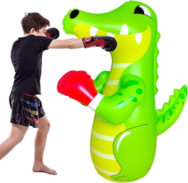 Дитячий боксерський мішок з підставкою для кікбоксингу. Надувний боксерський манекен Crocodile. Для хлопчиків, спорт, активний відпочинок на вулиці