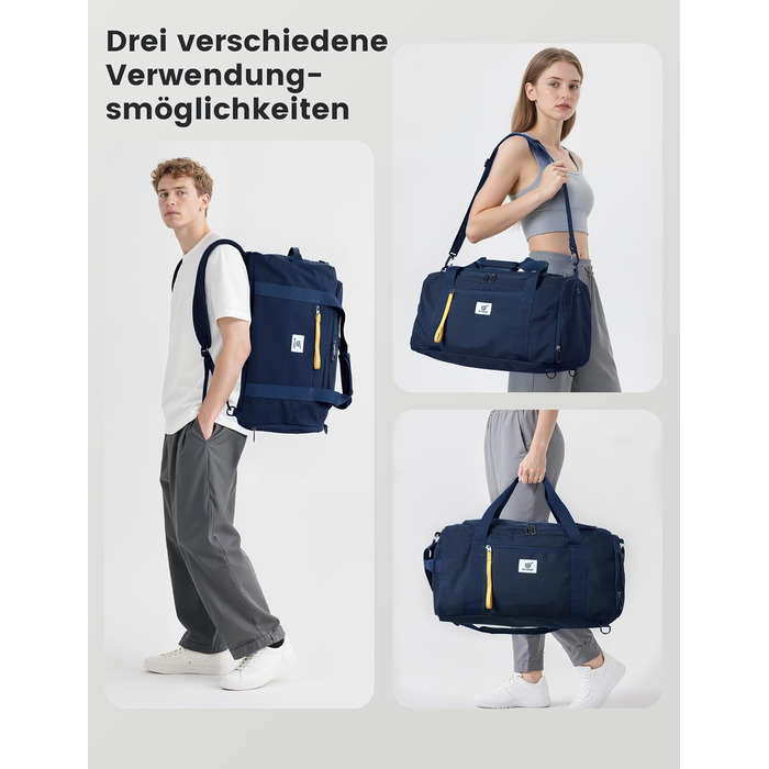 Спортивна сумка SKYSPER 40л з рюкзаком, для залу, подорожей, басейну (Marineblau)