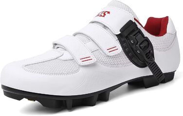 Велосипедні черевики Mountain для чоловіків та жінок, MTB, SPD, для гірського велосипеда з пряжкою, зелені (43 EU, C білий/червоний)