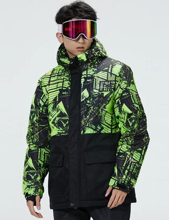 WOWULOVELY Зимовий комбінезон для чоловіків, водонепроникний, вітронепроникний, комплект куртки та штанів, ізольований, для сноуборду та катання на лижах, колір зелений (XL, #D Чорний)