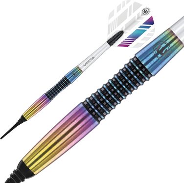 Дротики для дартсу WINMAU Elektra 18 г вольфрамові Softip, професійний набір з оперенням та стрижнями
