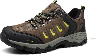 Чоловічі водонепроникні трекінгові черевики NORTIV - легкі, для хайкінгу та кемпінгу (43 EU, широка колодка, чорний, коричневий, жовтий, замша)