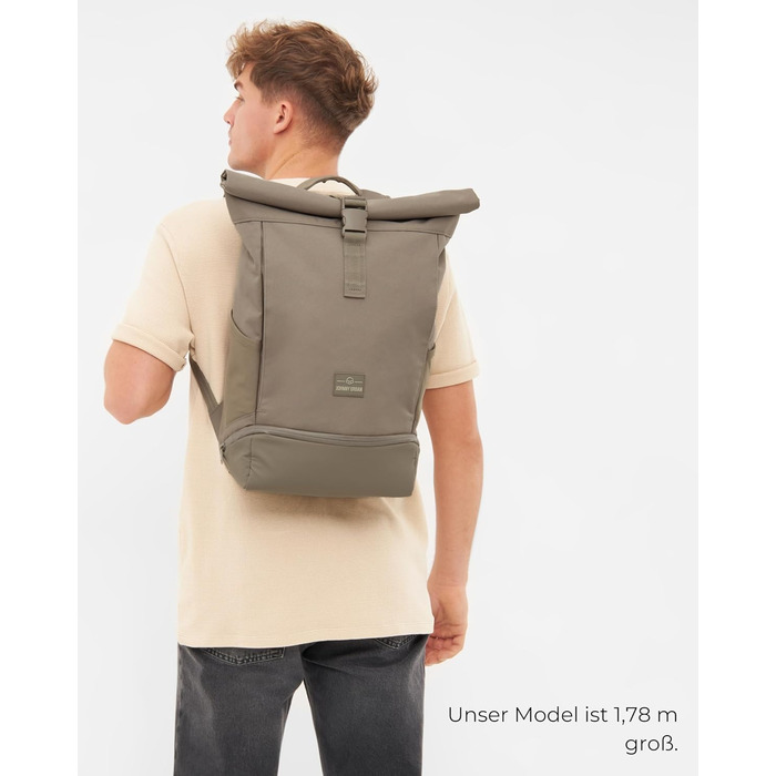 Рюкзак Johnny Urban Allen Medium сірий, ролтоп, 15 л, водостійкий, для ноутбука, універсальний для жінок і чоловіків, еко матеріали, для міста, бізнесу, університету, велосипеду