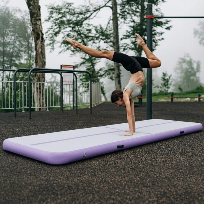 Гімнастичний килимок надувний Air Turn Track 3/4/5/6м, фіолетовий. Килимок для гімнастики, йоги, кемпінгу, тренувань вдома та на вулиці. Нековзний, водонепроникний.
