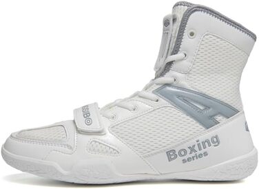 Боксерські та борцівські кросівки для чоловіків та жінок, дитячі, для залу, фітнесу, високі, з антиковзаючою підошвою, дихаючі (46 EU, Білий/Сірий)