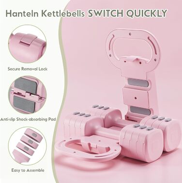 Набір змінених гантелей для жінок 1-5 кг, 2 шт. 4-в-1. Гантелі для дому, силових тренувань. Підходять для жінок та чоловіків.