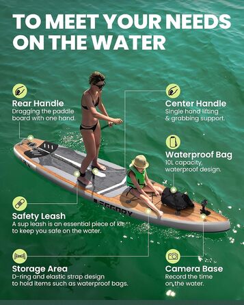 Надувна SUP-дошка для дорослих, 335 см, комплект: весло, рюкзак, спіральний трос, преміум якість, до 200 кг, для серфінгу та веслування
